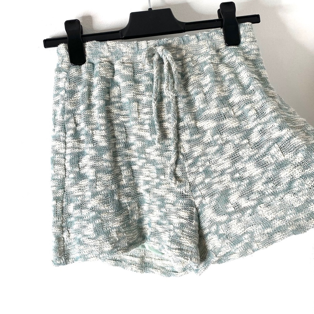 ILLA ILLA Woven Knit Sea Green White High Waisted Shorts NWOT